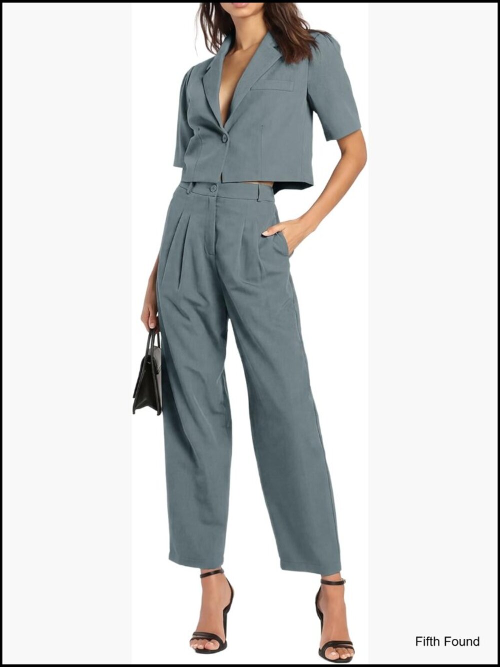 Cropped Blazer and Wide Leg Pants Set, 2 Piece Suit for Work